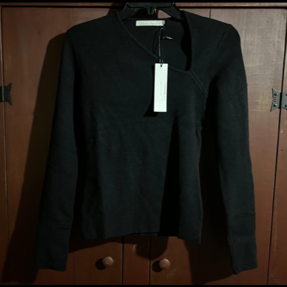 One Grey Day Leon Asymmetric Neck Long Sleeve Knit Top/Sweater Black Size S - Picture 5 of 15